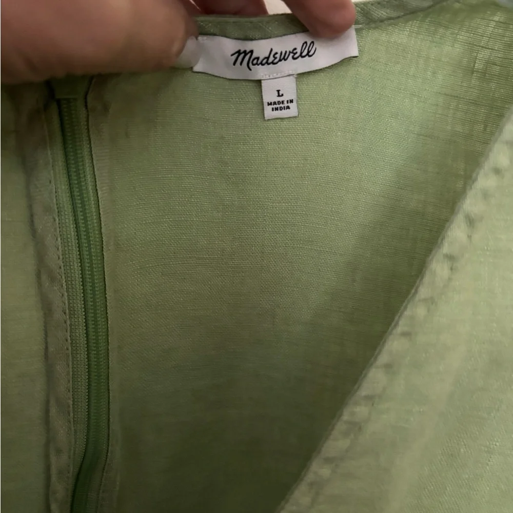Madewell Light Green Marina Linen Dress - Picture 3 of 3